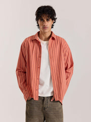 Carrot Red Striped Seersucker Holiday Shirt